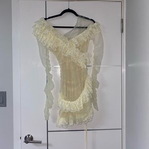 House of CB Sorrel IVORY LACE FRILL MINI DRESS